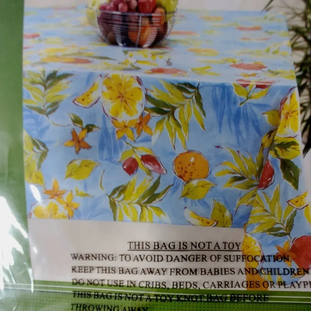 Blue Floral Print Tablecloth 60 X 84